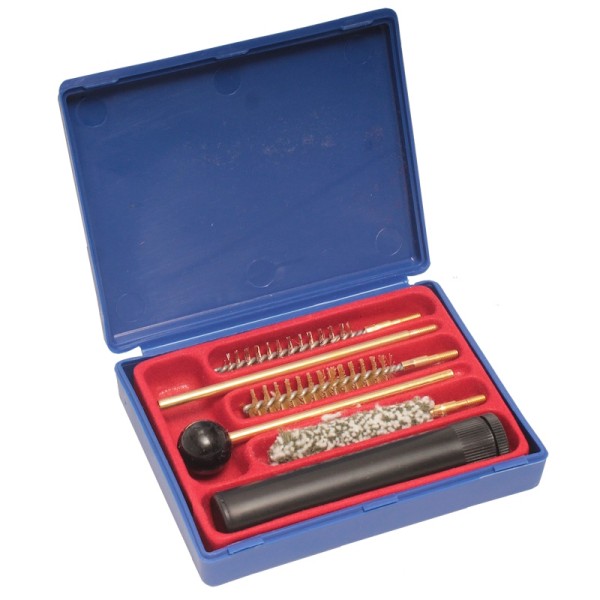 BAIEX - набор для чистки пистолетный калибр 9-357-38 мм латунный шомпол 3 ерша масленка пластиковый футляр - 2